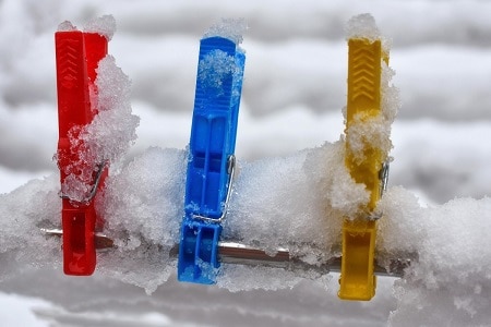 Frozen clothespins