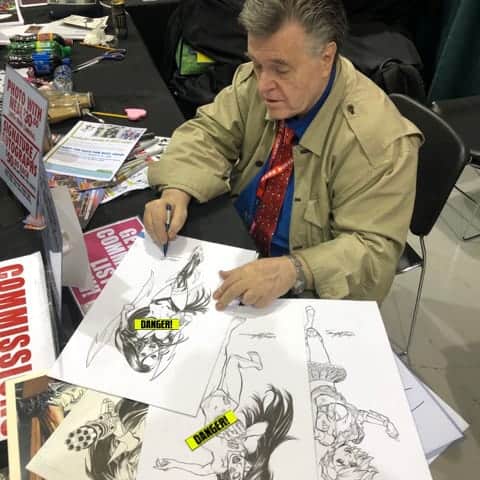 Neal Adams working on Danger Doll Universe covers